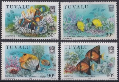 TUVALU -1989-VIATA MARINA -Serie completa de 4 timbre nestampilate MNH foto