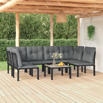 Gossi set mobilier de gradina, 7 piese, negru si gri, poliratan foto