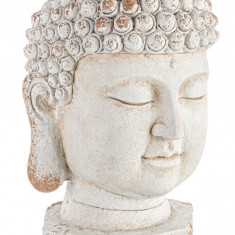 Vaza / Ghiveci de exterior Buddha Head, Bizzotto, Ø35 x 50 cm, magneziu