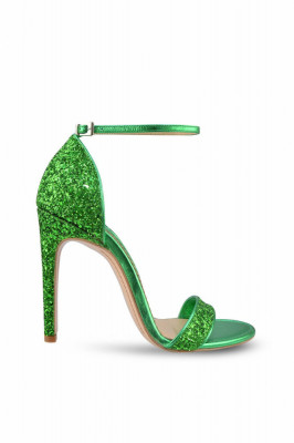 Sandale Mihai Albu din piele Emerald Green Glitter foto