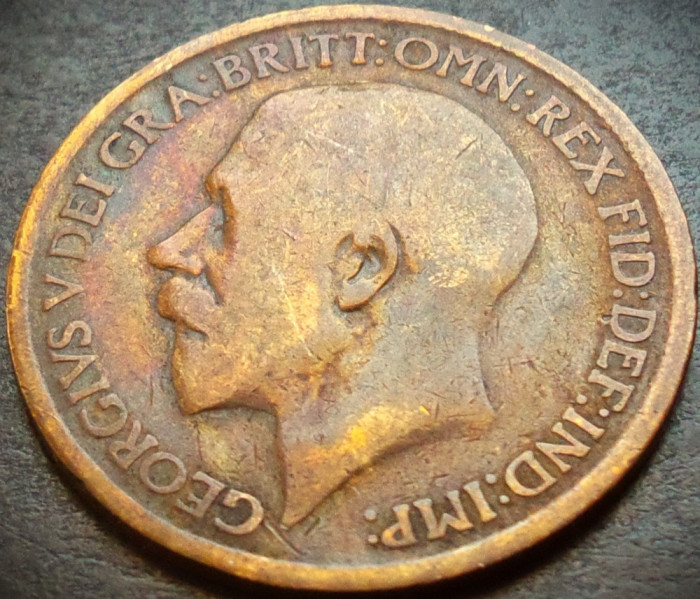 Moneda istorica HALF PENNY - Marea Britanie / ANGLIA, anul 1917 * cod 4332