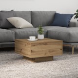 VidaXL Măsuță de cafea cu LED-uri, stejar artizanal, 55x55x31 cm
