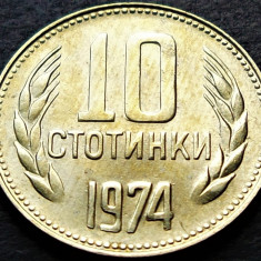 Moneda 10 STOTINKI - RP BULGARIA, anul 1974 * cod 2166 = UNC