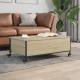 Gossi masuta cafea cu roti stejar sonoma 91x55x34 cm lemn prelucrat