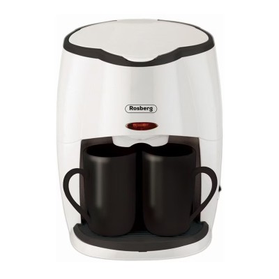 Espressor cafea Rosberg, 450 W, 250 ml, 2 cani portelan, filtru detasabil, carcasa plastic, Alb/Negru foto