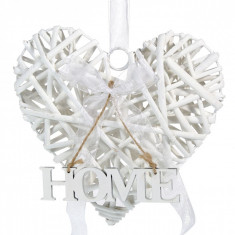 Inima decorativa din lemn, model cu mesaj, 20&amp;amp;#215;19 cm, alb foto
