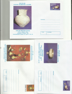 ROMANIA 1998 / 1999 - lot 3 intreguri postale - Arheologie Ceramica foto