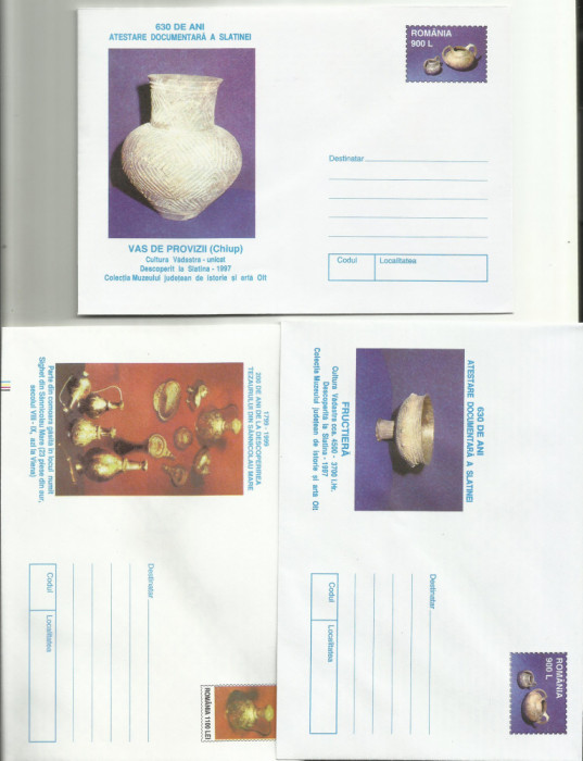 ROMANIA 1998 / 1999 - lot 3 intreguri postale - Arheologie Ceramica