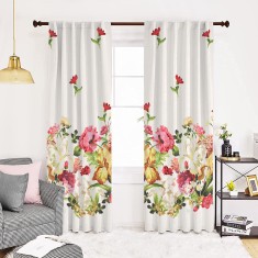 Draperie dim-out model floral cu rejansa transparenta cu ate pentru galerie, Madison, 150x265 cm, densitate 700 g/ml, Parrot Tulipa, 1 buc