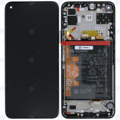 Huawei P40 Lite 5G (CND-N29A) Capac frontal al modulului de afișare + LCD + digitizer + baterie negru la miezul nopții 02353SUN