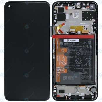 Huawei P40 Lite 5G (CND-N29A) Capac frontal al modulului de afișare + LCD + digitizer + baterie negru la miezul nopții 02353SUN foto