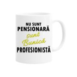 Cana alba personalizata nu sunt pensionara, sunt bunica profesionista, INOVATIX&reg;. 330 ml