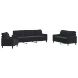 Cumpara ieftin Set de canapele cu perne, 4 piese, negru, catifea