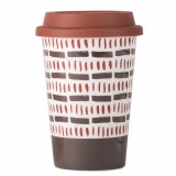 Cana ceramica de voiaj Pufo Tribe pentru cafea cu capac din silicon, 415 ml