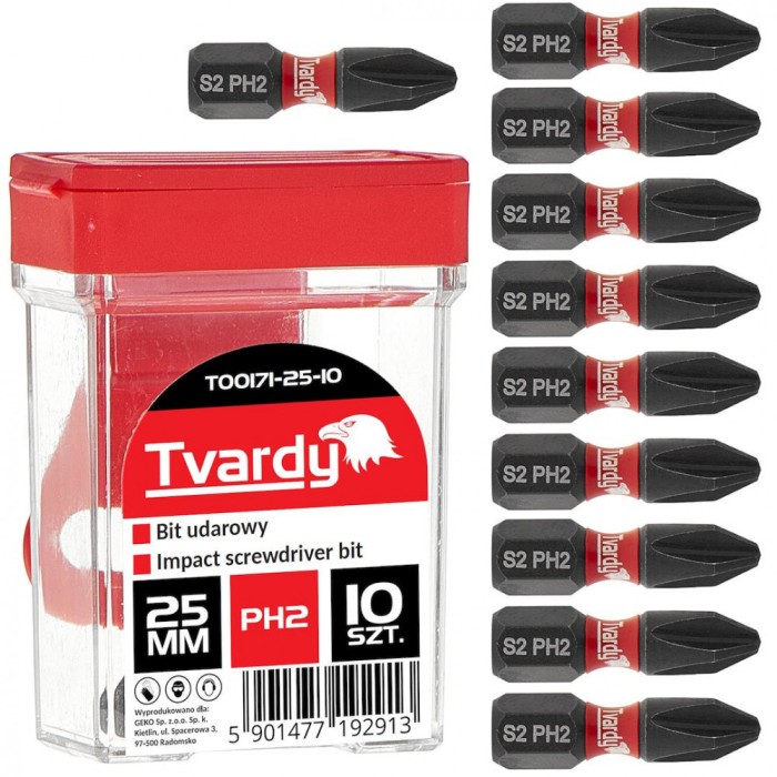 Set biti de impact PH2, 25 mm S2, 10 bucati, Tvardy T00171-25-10