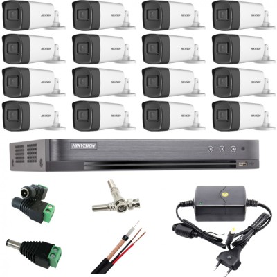 Sistem Supraveghere profesional Hikvision 16 Camere 5MP Turbo HD IR 80m SafetyGuard Surveillance foto
