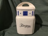 Recipient / Cutie veche din ceramica mijlocul secolului XX pentru Orez ( Risgryn ) cu marcaj Gefle Porslin !