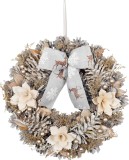 Coronita decorativa de Craciun naturala cu funda, 30 cm