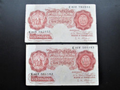 2 Bancnote vechi, Bank of England: 10 Shillings, 1955 (L.K. O&amp;#039;Brien) foto