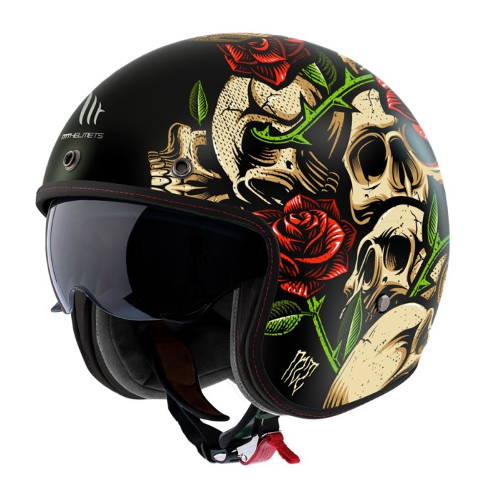 Casca open face pentru scuter - motocicleta MT Le Mans 2 S SV Breakout B9 rosu lucios (ochelari soare integrati) &ndash; omologare noua ECE 22.06 S (55/56cm