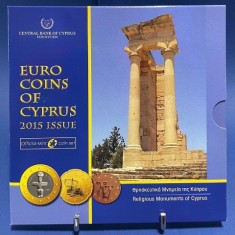 C I P R U 2015 -Set monetarie 1 cent -2 euro -Monument. din Cipru -folder / BU
