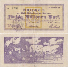 1923 (23 VIII), 50.000.000 mark - Germania (Wasserburg)! foto