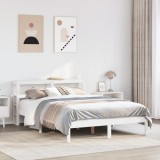 VidaXL Cadru de pat fără saltea, alb, 140x200 cm, lemn masiv pin