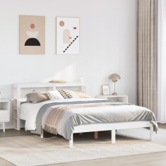 vidaXL Cadru de pat fără saltea, alb, 140x200 cm, lemn masiv pin 3305723