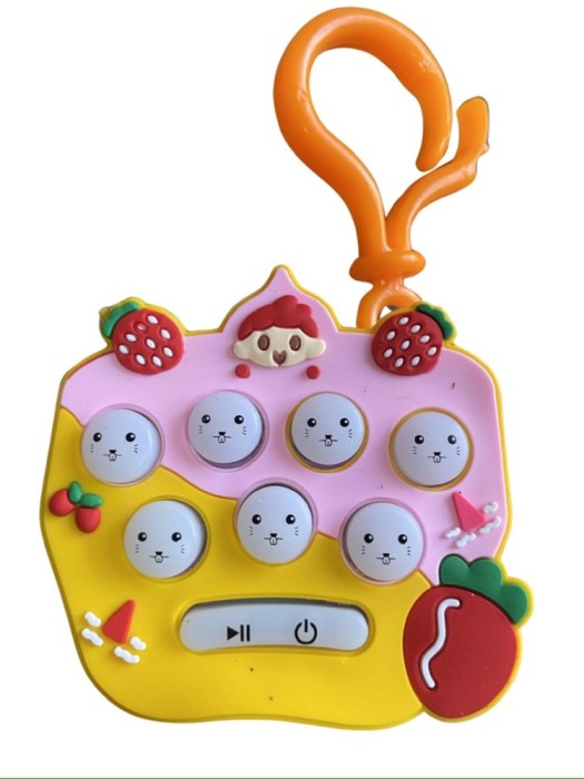 Jucarie interactiva Pop It Gopher cu lumini si muzica, tip breloc