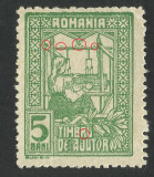 EROARE ROMANIA 1918 TESATOAREA- PUNCTE DE CULOARE SI LITERA ,,R&#039;&#039; RUPT PICIORUL