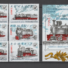 ROMANIA 2002 LOCOMOTIVE ROMANESTI CU ABURI Serie + Colita LP.1592,1593 MNH**