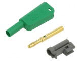 Conector banană verde 4mm 19A 1kV cu izolaţie