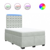 Cumpara ieftin Pat continental cu saltea, gri deschis, 120x200 cm, catifea