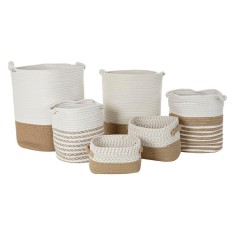 Set de Coșuri DKD Home Decor Alb Maro Iută 45 x 45 x 54 cm