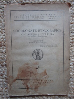 COORDONATE ETNOGRAFICE - CIVILIZATIA SI CULTURA de SIMION MEHEDINTI , 1930 foto