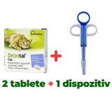Deparazitare interna pisici Drontal 2 tablete + Dispozitiv administrat capsule