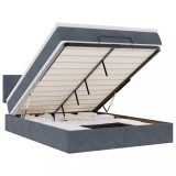Cumpara ieftin Cadru de pat otoman cu saltea Gri inchis 140x190cm catifea