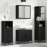 Cumpara ieftin Set de mobilier pentru baie 4 buc. Stejar Negru Lemn prelucrat