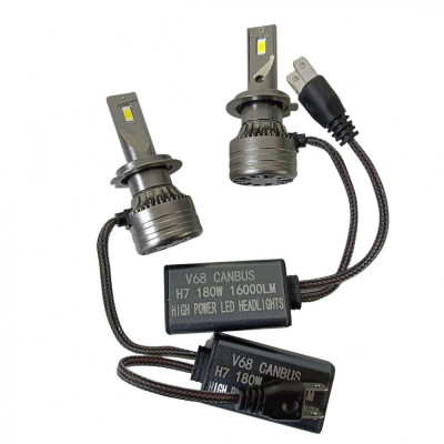 Set 2 Becuri Auto H7 Led, V68, Canbus, 180W, 6000K, 16000 lm foto