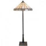 Cumpara ieftin Lampadar cu baza din polirasina maro si abajur sticla bej Tiffany 50x164 cm