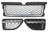 Ansamblu Grila Centrala si Grile Laterale compatibil cu Land Range Rover Sport L320 (2005-2008) Autobiography Look Silver Edition RRFGA01S