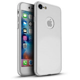 Husa GloMax FullBody Silver Apple iPhone 7 Plus cu folie de sticla inclusa