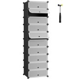 SONGMICS Dulap de depozitare pantofi modular, configurabil cu 10 compartimente, 43x31x173 cm, negru Household NewTrend