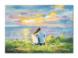 Cumpara ieftin Tablou pictat manual living, dormitor, Impreuna pentru totdeauna, 70x50cm ulei pe panza, gata de expus pe perete