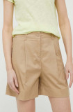 Cumpara ieftin United Colors of Benetton pantaloni scurti femei, culoarea bej, neted, high waist