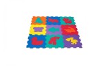 Covor din spuma pentru copii, tip puzzle, model cu animale, 9 piese, termoizolant, atenueaza cazaturile, 100x100 cm ConceptSeller