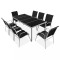 vidaXL Set mobilier de exterior, 9 piese, negru, oțel 43306