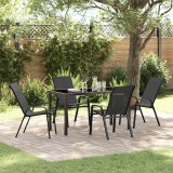 VidaXL Set de dining pentru grădină , 5 piese, textilena și oțel negru.
