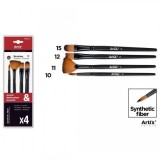 Set pensule Artix, 4 bucati, par sintetic, negru, 20.5 cm