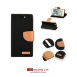 HUSA FLIP CARTE CANVAS APPLE IPHONE X NEGRU